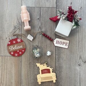 Holiday Ornament Set with Snow Globe